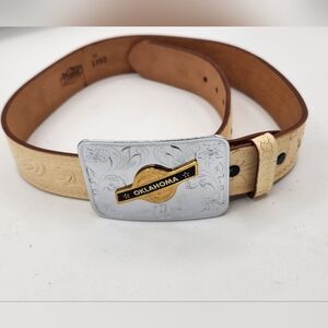 Vintage Pointer Top‎ Grain Cowhide Western Belt Women's Oklahoma Buckle